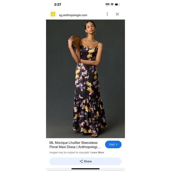 ML Monique Lhuillier Sleeveless Floral Maxi Dress Square-Neck Black Size 12 NWT - Picture 4 of 14